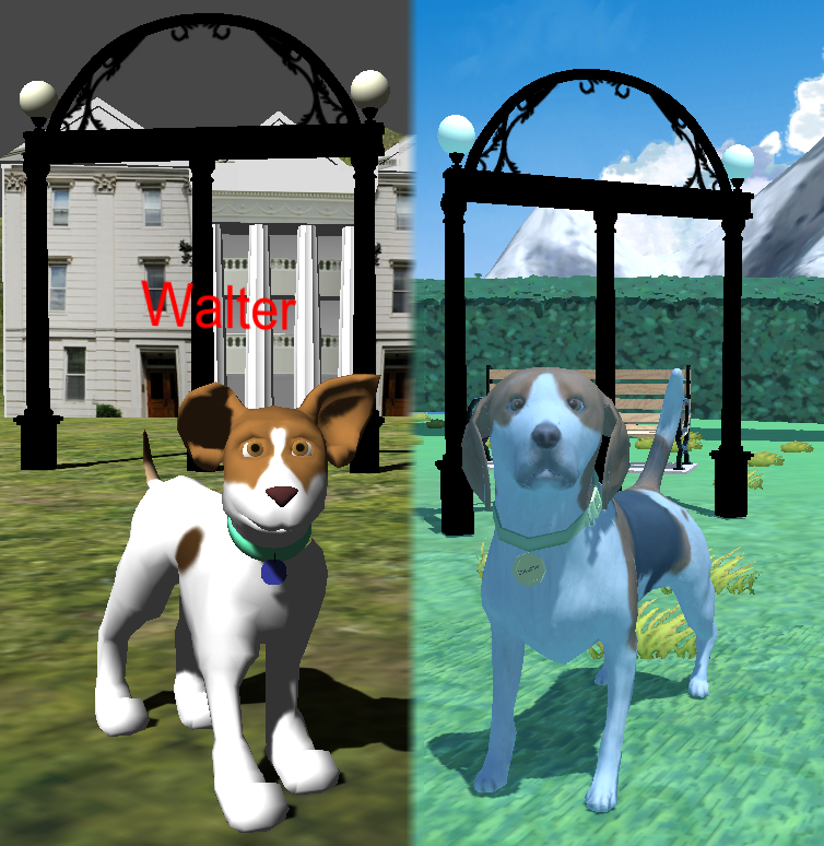 A comparison of two versions a virtual dog.