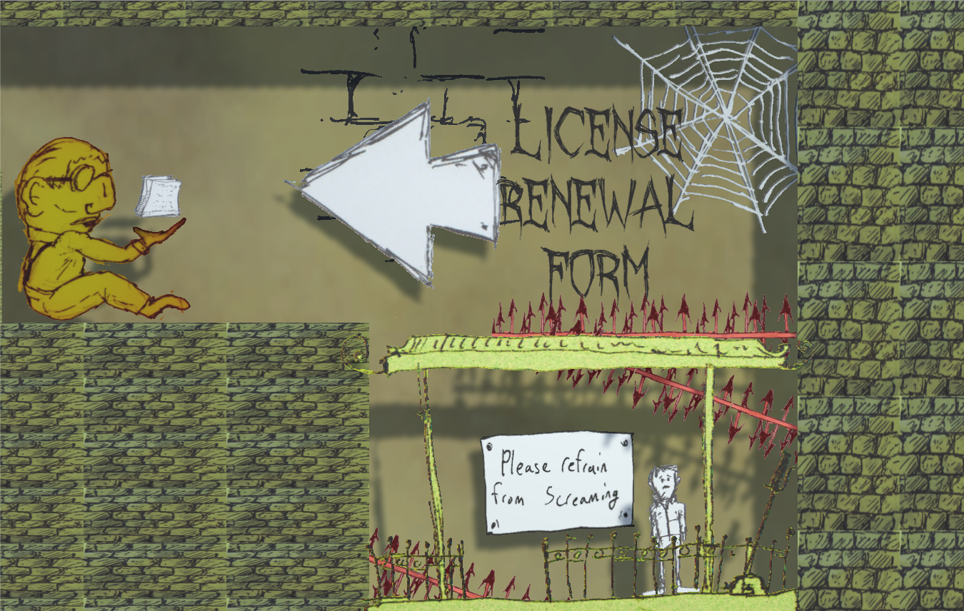 A DMV set inside a classic, horror platformer.