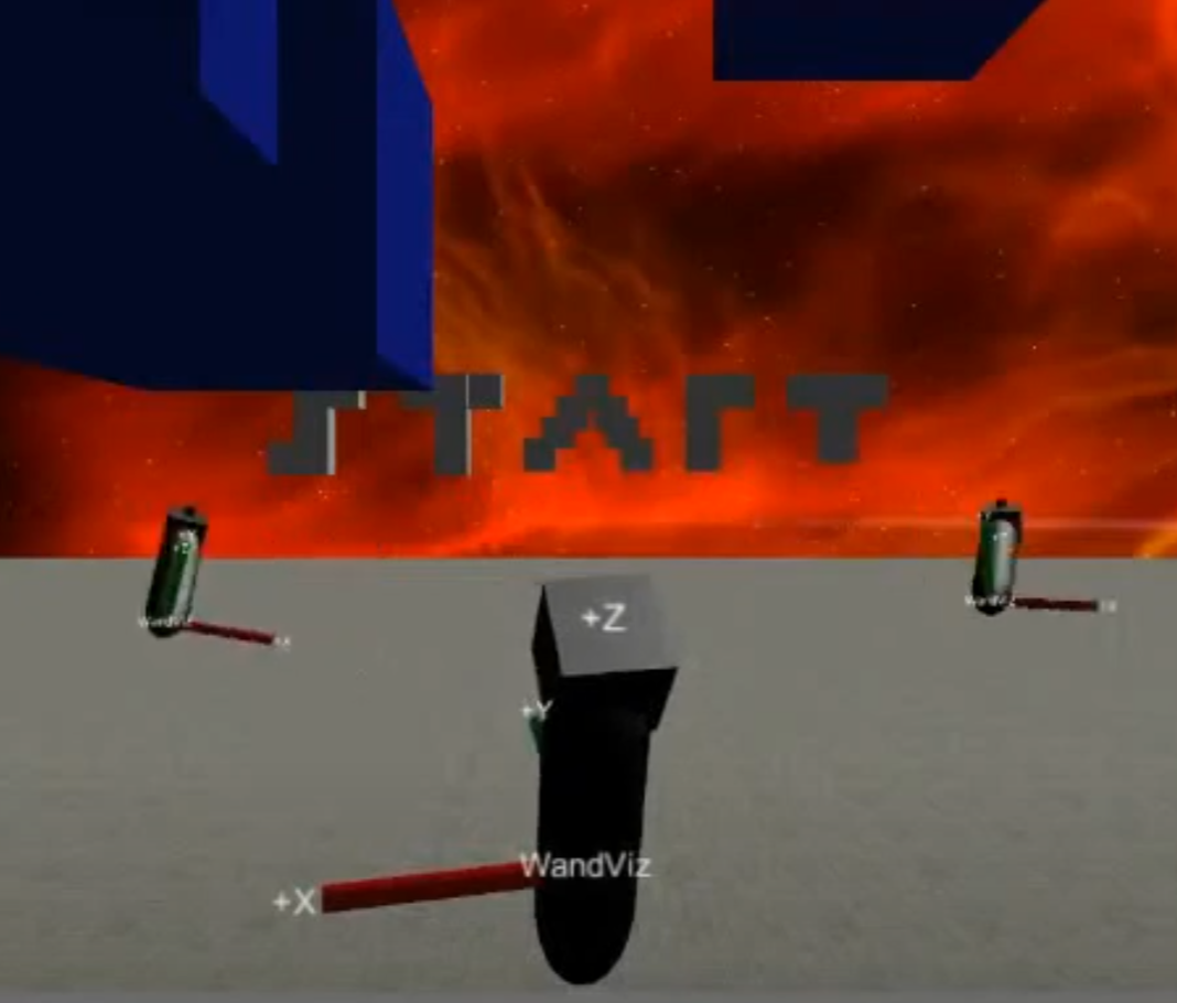 A start screen displaying virtual controllers.