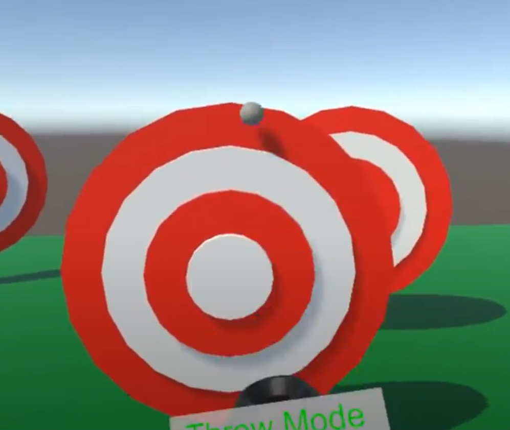 A virtual ball being thrown at a bullseye.